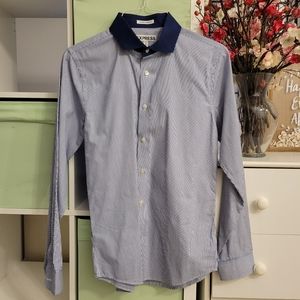 Express Mens Dress Shirts Navy Blue